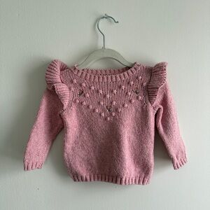 Old Navy Pink Sweater with Embroidered Flowers